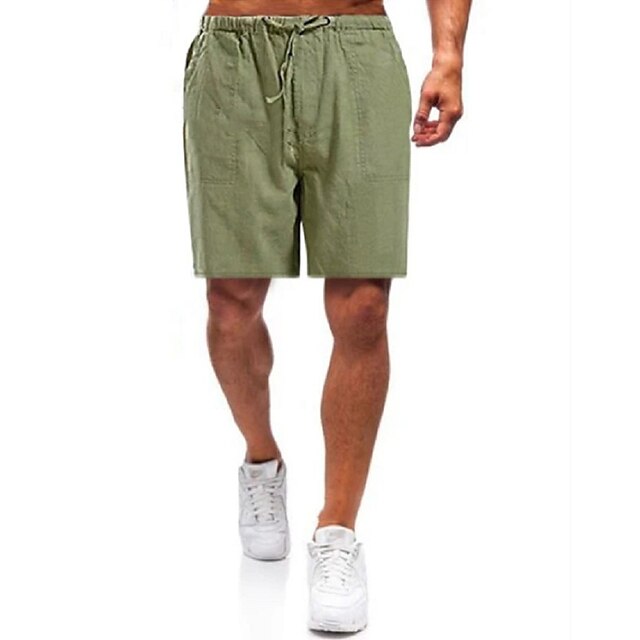  Voor heren Korte broek Linnen korte broek Zomer korte broeken Strandshorts Trekkoord Elastische taille Effen Ademend Zacht Korte Casual Dagelijks Feestdagen Linnen / katoenmix Streetwear Hawaii Wit