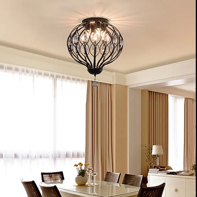  LED Ceilling Light Crystal Pendant Lights Black Dining Table Lamp Hanging Light for Kitchen Living Room Bedroom Corridor Led Industrial Lamp