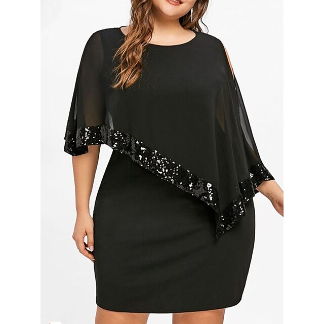 Women's Black Dress Plus Size Black Sequin Dress Little Black Dress