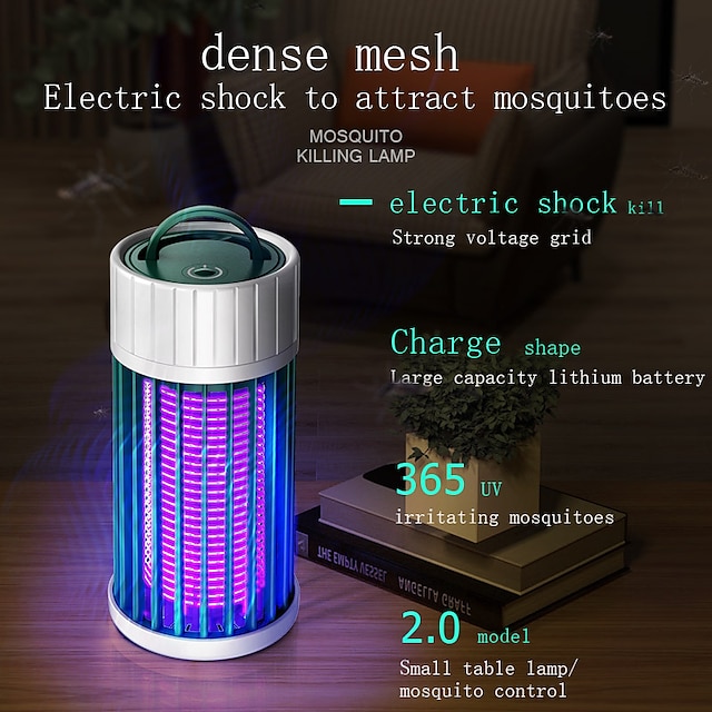 Electric Shock Mosquito Killing Lamp Rechargeable Insect Repellent Mute ...