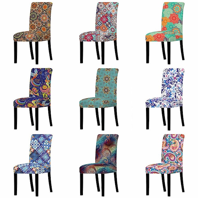 Dining Chair Cover Stretch Chair Seat Slipcover Elastic Chair Protector ...