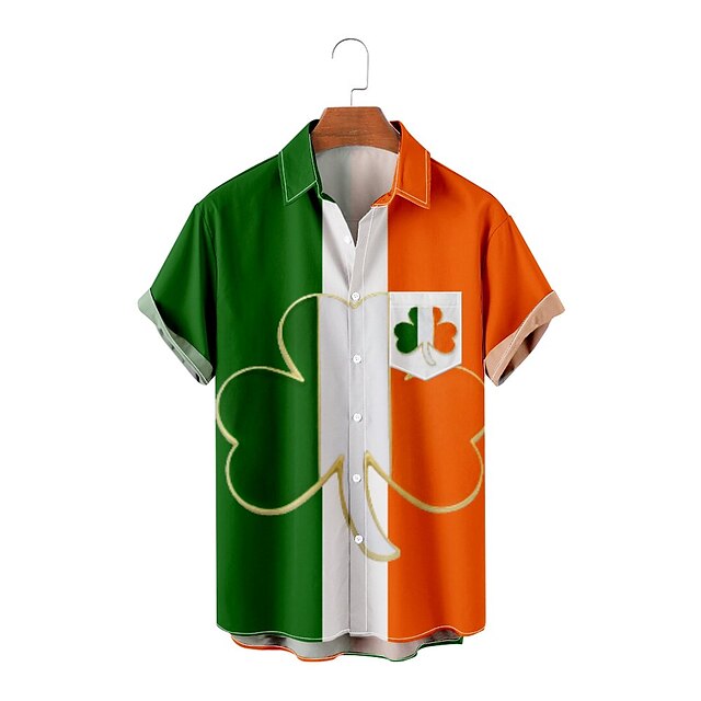 St.Patrick's Day Men's Shirt Summer Hawaiian Shirt Striped Saint ...