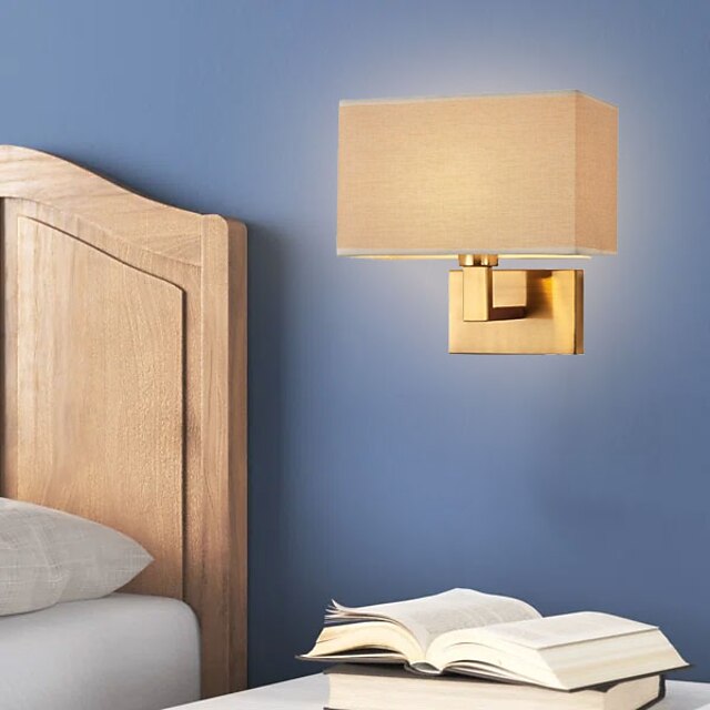  led væglampe moderne stof stof skærm dobbelt arm væglamper sengelamper metal lampet 110-240v