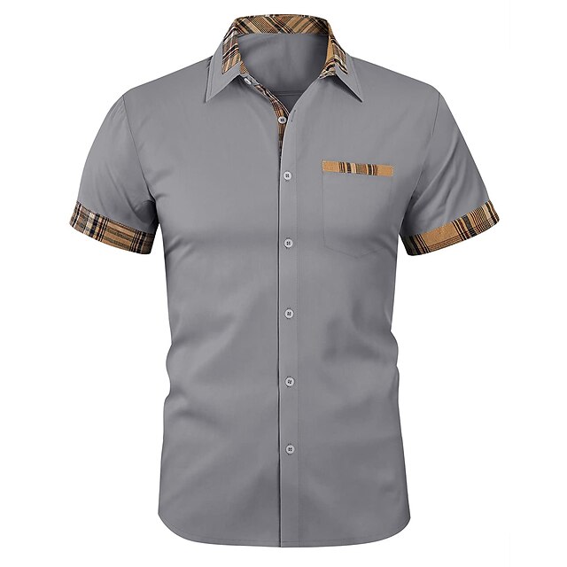 Men's Shirt Button Up Shirt Summer Shirt Black White Pink Red Blue