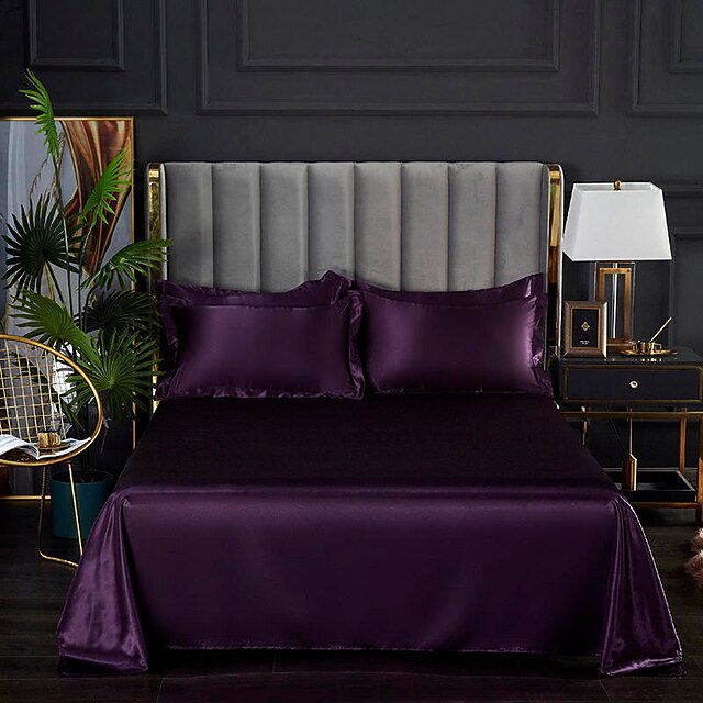Solid Color Flat Sheet Washed Silk Satin Single Flat Sheet Wedding