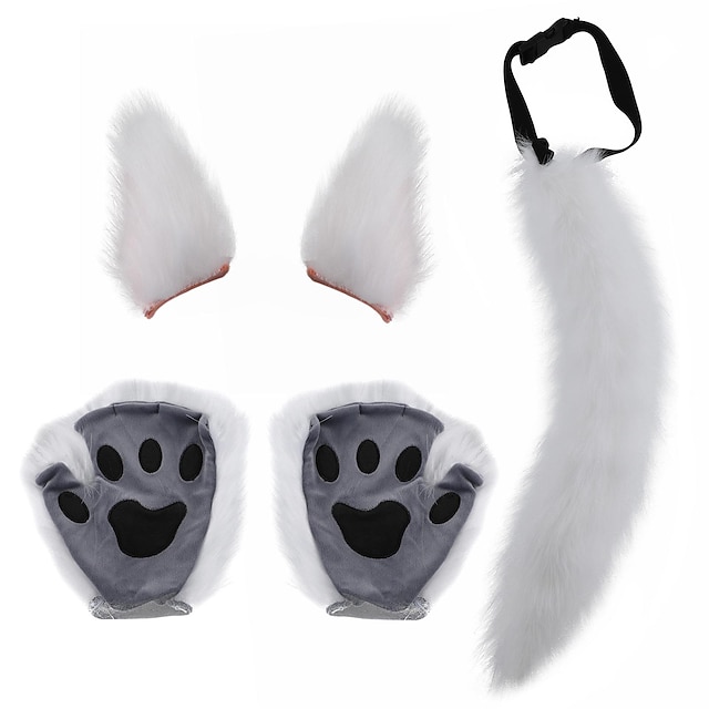 Cat role play costume kitten tail ear collar claw glove anime Gothic ...