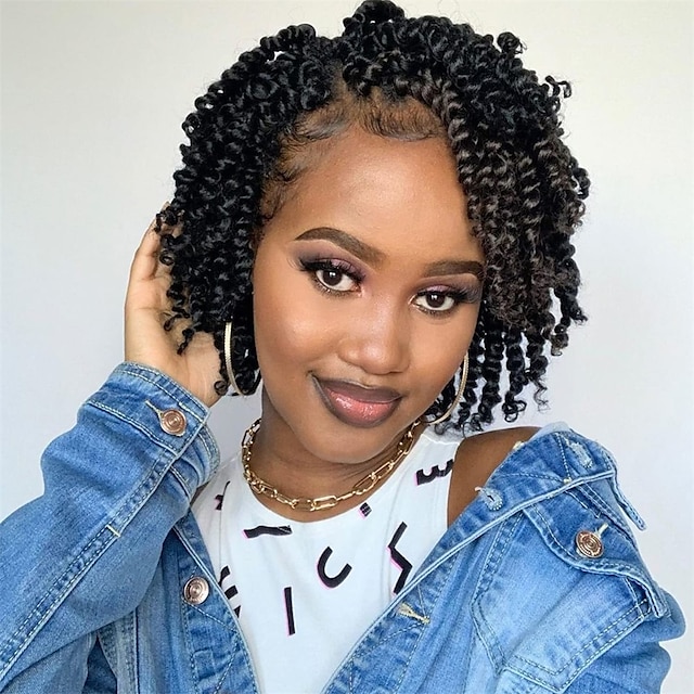 8 Packs Pre-twisted Passion Twist Crochet Hair for Black Women 8 Inch ...