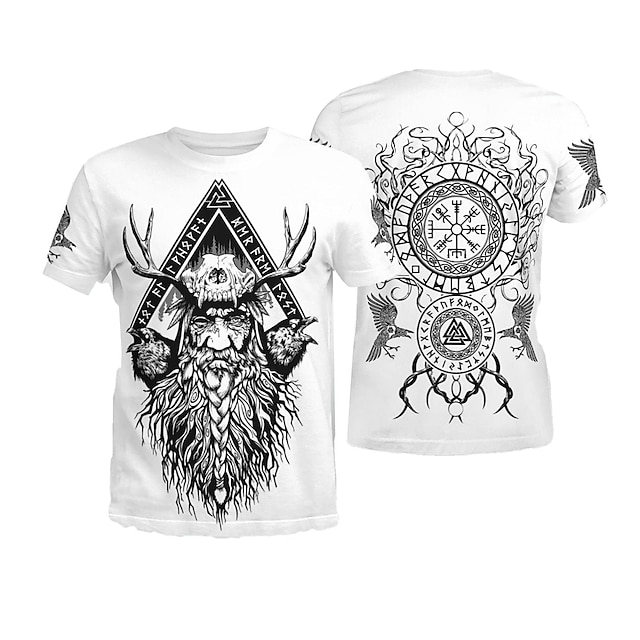  Vikinger Krigere T-skjorte Animé Klassisk Gate stil T-Trøye Til Par Herre Dame Voksne Varmstempling Fritid / hverdag