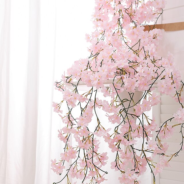  1PC artificial flower hanging rattan simulated angel peach flower hanging rattan suitable for indoor wedding holiday party and party scene decoration