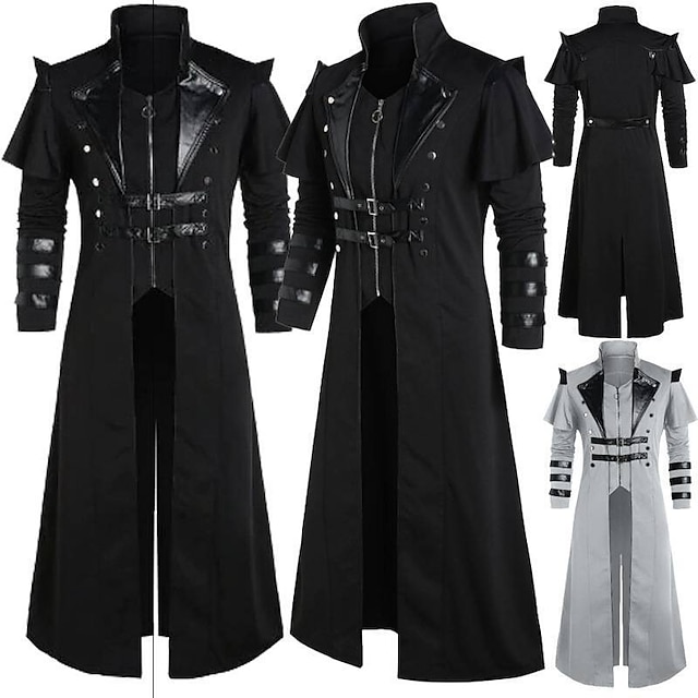  Punk & Gothic Medieval Steampunk 17th Century Coat Masquerade Plague Doctor Plus Size Men's Carnival Party Coat
