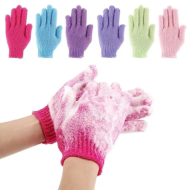  exfoliační rukavice, rukavice z lufy, koupelové exfoliační rukavice, domácí sprchové rukavice