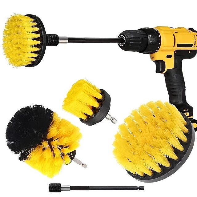  4pcs Electric Drill Brush Scrubber Set, Cleaning Brush Detailing Brush, Auto Tires Cleaning Tools For Bathroom Tile Kitchen