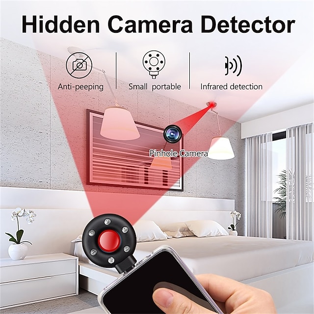  kameradetektorer led dold enhet detektor anti-spion kamera hitta lokaliserar dold enhet usb-c bärbar mini mobiltelefon stöldlarm i hotell och badrum