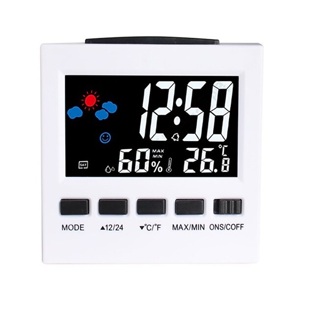  orologio della stazione meteorologica con termometro digitale lcd & sveglia calendario stanza casa igrometro termometro temperatura umidità misuratore