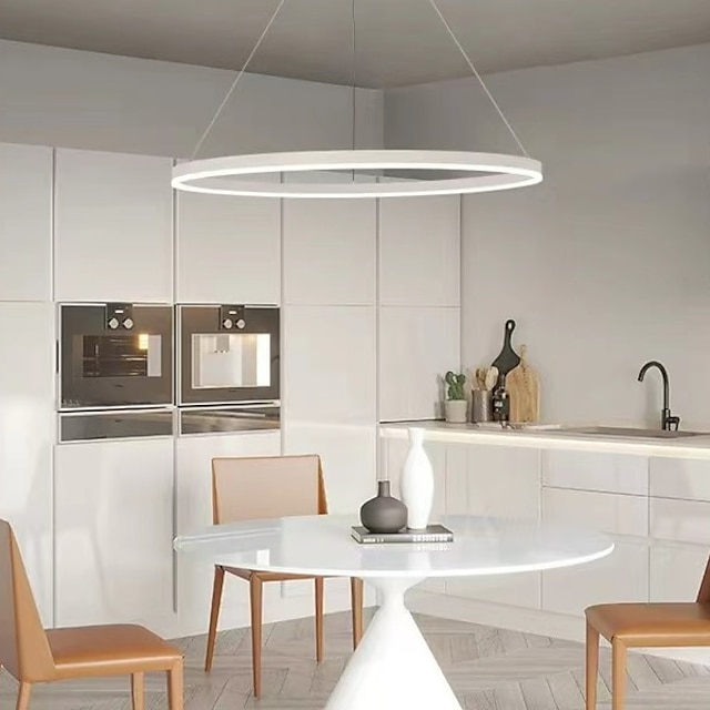  LED Pendant Light 40/60/80cm 1-Light Ring Circle Design Dimmable Aluminum Painted Finishes Luxurious Modern Style Dining Room Bedroom Pendant Lamps 110-240V ONLY DIMMABLE WITH REMOTE CONTROL