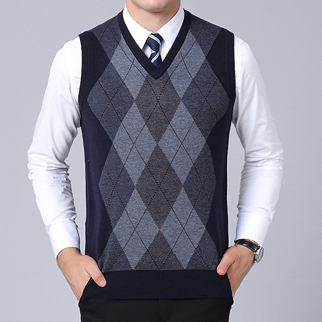 Men's Sweater Vest Wool Sweater Pullover Sweater Jumper Knit Knitted ...