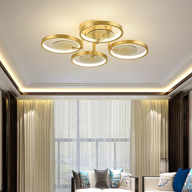  led ceilling light تصميم دائرة عكس الضوء 54cm الأشكال الهندسية أضواء السقف النحاس 110-240v