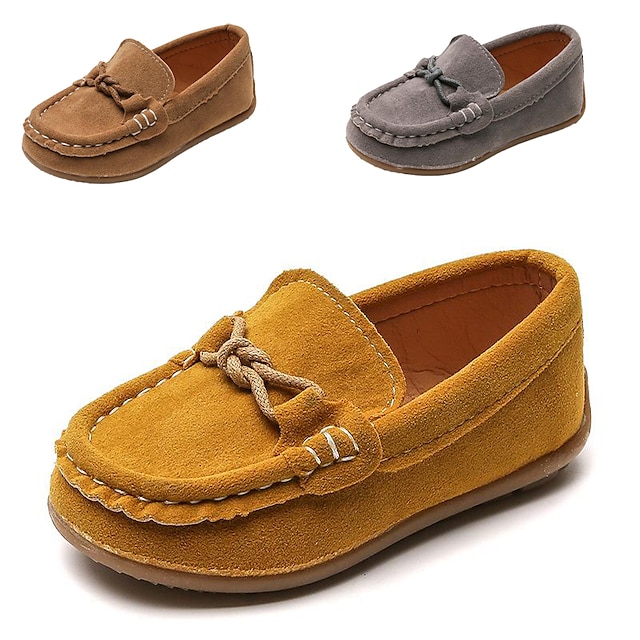  Boys Loafers Daily Casual School Shoes Suede Breathability Non-slipping Big Kids(7years +) Little Kids(4-7ys) School Birthday Gift Walking Shoes Indoor Outdoor Play Lace-up Yellow Brown Grey Spring