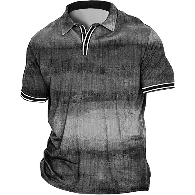 Men's Plus Size Polo Shirt Big and Tall Color Block Turndown Print