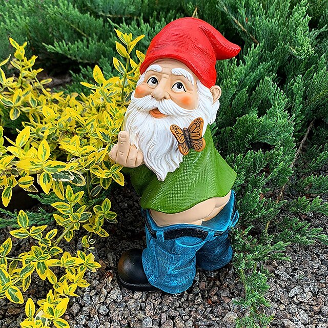 Garden Gnome - Pants Down Gnome - Cute and Funny Lawn Garden Figurine ...