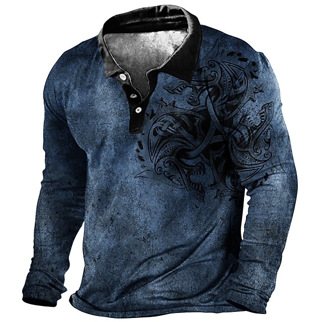  Bărbați Horror gotic Tribal Tricouri polo Cămașă de golf Manșon Lung Tricouri de polo Cămăși cu guler Epocă Casual Îmbrăcăminte de vacanță Îmbrăcăminte de festival Ținute de petrecere Imprimare 3D