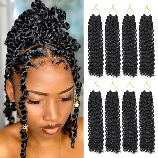  passion twist hair 12 tum water wave virkat hår för svarta kvinnor kort passion twist virkat hår för butterfly locs 8-pack bob spring twist hår syntetisk lockigt virkning passion twist fläthår