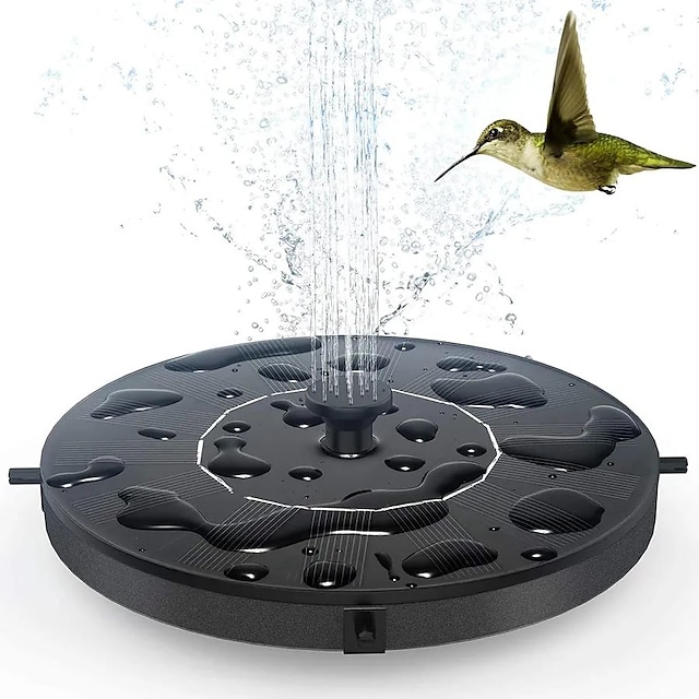  Round Solar Fountain Outdoor Landscape Pool Pond Water Pump Waterfall Decor Black