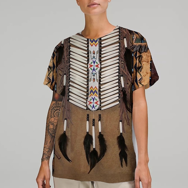  American Indian Native American T-shirt Print Graphic T-shirt For Men's Women's Unisex Adults' 3D Print 100% Polyester Casual Daily