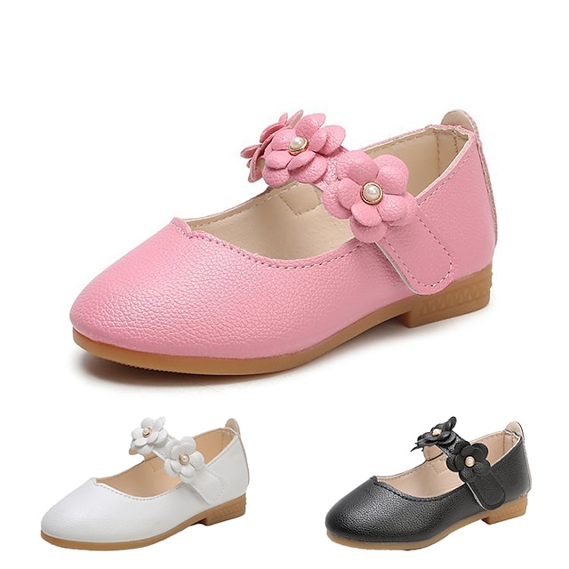  Girls' Flats Princess Shoes PU Water Resistant Breathability Princess Shoes Big Kids(7years +) Little Kids(4-7ys) Daily Black White Pink Fall Spring