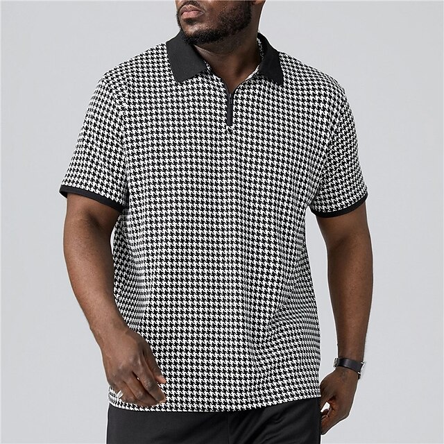 Men's Plus Size Polo Shirts Big and Tall Plaid Turndown Buttons Short Sleeve Spring & Summer Sports Fashion Streetwear Designer Outdoor Vacation Tops3