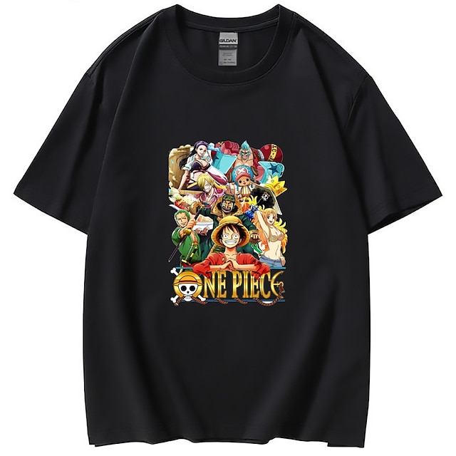  One Piece Affe D. Ruffy Roronoa Zoro T-Shirt-Ärmel Bedruckt Klassisch Streetstyle Für Paar Herren Damen Erwachsene Heißprägen Casual