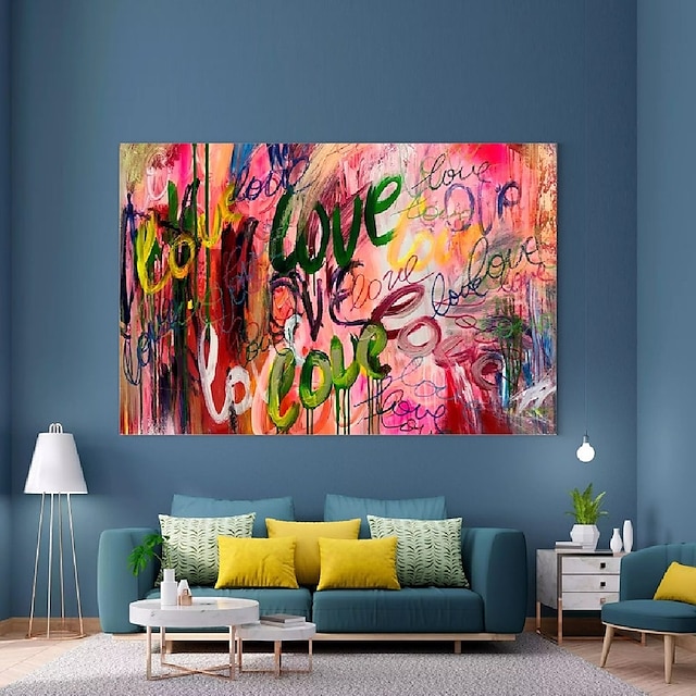  ručně vyráběné ručně malované olejomalba nástěnná moderní abstraktní malba láska graffiti malba na plátno domácí dekorace výzdoba rolované plátno bez rámu nenatažené