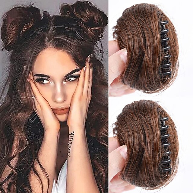 2PCS Cat Ears Hair Donut Chignon Claw Clip in Messy Hair Bun Mini Claw