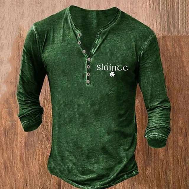  camisa 3d masculina verde slance do dia de são patrício para st. dia de São Patrício | algodão de verão | Henley masculino gráfico patrick's trevo roupas vestuário impressão 3d ao ar livre casual