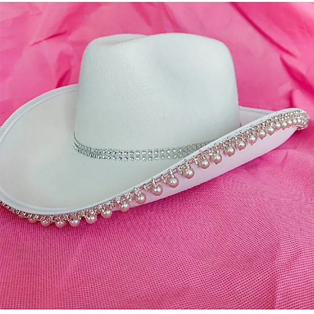  Palarie Material Textil Pălărie de cowboy de mireasă Nuntă Ziua Îndrăgostiților cocktail Royal Astcot Modă Nuntă Cu Perle Diadema Articole Pentru Cap
