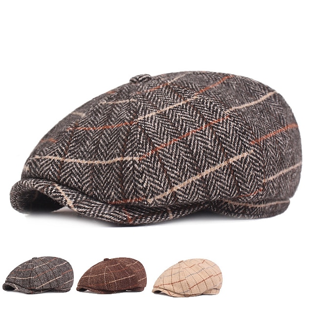  Pánské Baret Novinářský klobouk Tweed Cap Béžová Kávová Polyester Šik ven stylové Móda 20. let Venkovní Denní Jdeme ven Mříž Proti sluci