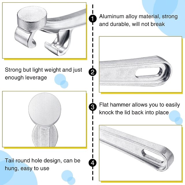 Aluminum Bucket Opener 5 Gallon Pail Opener Silver Buckets Lid Wrench