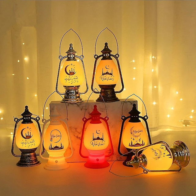  decoração da lâmpada do ramadã luz eid mubarak led lanterna portátil 2023 islã decoração de festa muçulmana lanternas de pônei lâmpada de óleo festival do ramadã decorações para casa