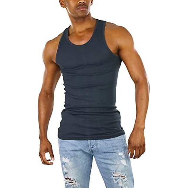  Bărbați Bluză Vest Top Sub Cămașă Cămașă fără mâneci Simplu Stil Nautic Îmbrăcăminte Atletică Ieșire Fără manșon Îmbrăcăminte Modă Designer Muşchi