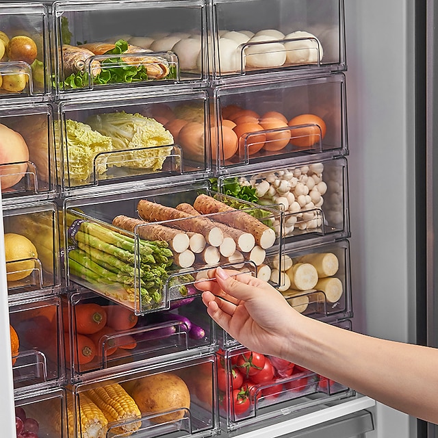  kjøleskapsskuff oppbevaring skillebrett oppbevaringsboks grønnsaker og frukt husholdnings ferskvareboks stor kapasitet gjennomsiktig oppbevaring