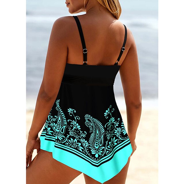 Women's Swimwear Swimdresses Plus Size Swimsuit 2 Piece Printing ...