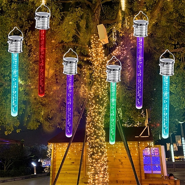  ソーラーハンギングライト屋外 led ランタンパティオガーデンカラフルな屋外アクリルスティックソーラーランプ庭の木の装飾照明 1x 2x