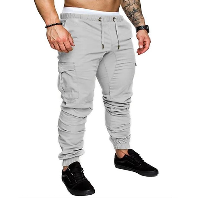 Men's Cargo Pants Cargo Trousers Casual Pants Drawstring Multi Pocket ...