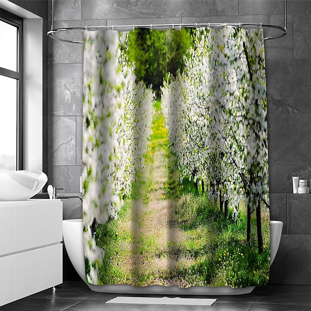  Floral Shower Curtain, Fabric Shower Curtain for Bathroom, 3D-Printed Cloth Fabric Bath Decor Set for Toilet with 12 Hooks 72 x 72 Inches