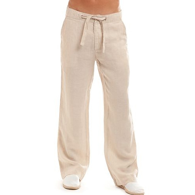 Homme Pantalon pantalon été Pantalon de plage Cordon Jambe droite Plein