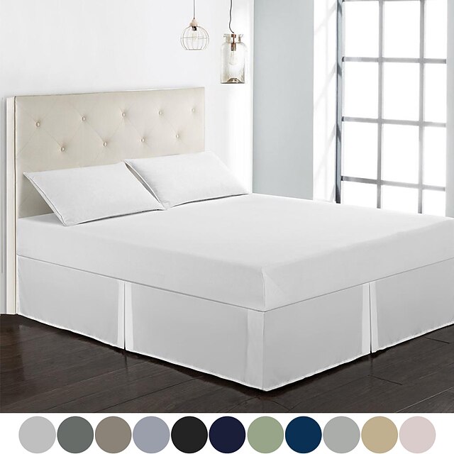 Lightweight Pleated Bed Skirt for Queen King Beds 15 Inches Drop Dust