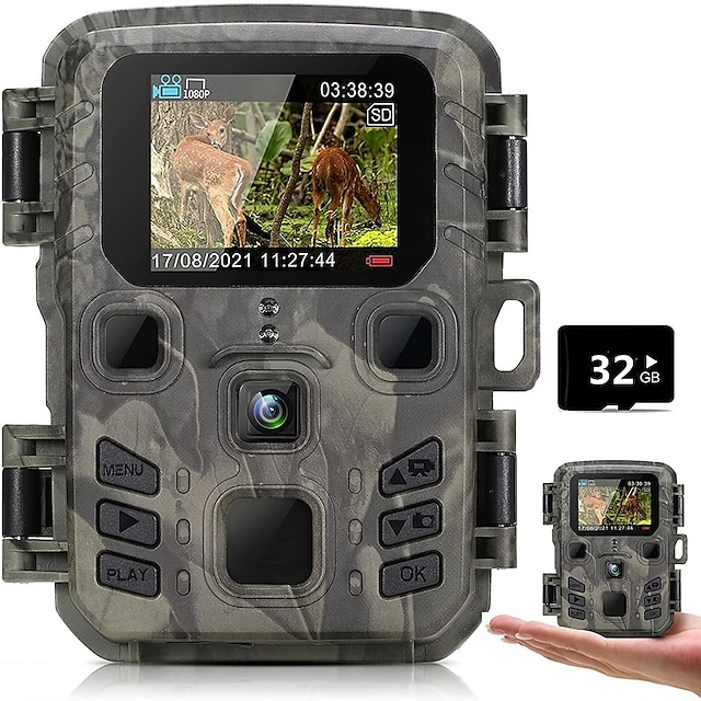  Mini kamera obserwacyjna noktowizyjna 12-megapikselowa kamera do gier 1080p z noktowizorem aktywowanym ruchem, wodoodporna do monitorowania dzikich zwierząt