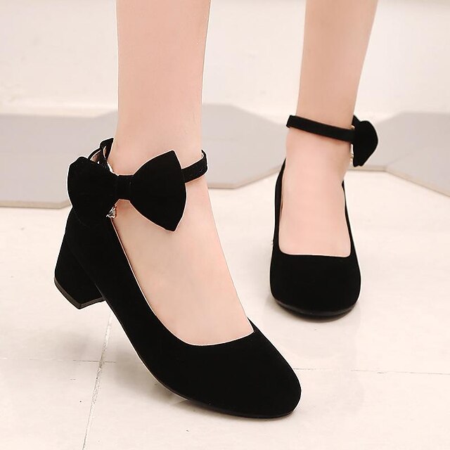 Girls' Heels Daily Dress Shoes Heel Cosplay Lolita Synthetics Breathability Non-slipping Height-increasing Big Kids(7years +) Party Birthday Daily Walking Bowknot Crystal / Rhinestone Black Summer4