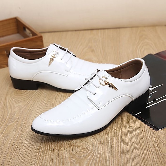  Men's Oxfords Derby Shoes Dress Shoes Classic Casual British Outdoor Daily Faux Leather Breathable Lace-up Black White Color Block Fall Winter