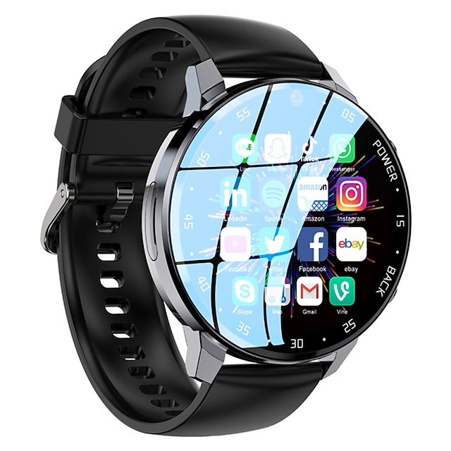  iMosi V18 Slimme horloge 1.43 inch(es) Smart horloge Bluetooth 4G Stappenteller Gespreksherinnering Hartslagmeter Compatibel met: Smartphone Heren GPS Lange stand-by Handsfree bellen IP 67 50 mm